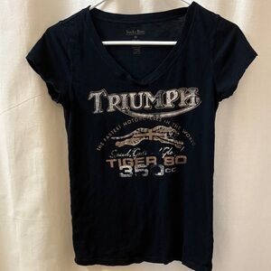Lucky Brand Black Triumph Graphic V-Neck Tee